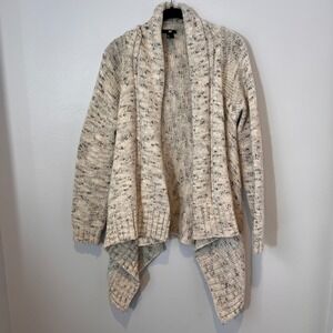 Chunky‎ Knit Heavy Wool Blend Open Front Cardigan Neutral Cream- Large- Cottage
